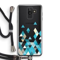 Gekleurde driehoekjes blauw: Samsung Galaxy J8 (2018) Transparant Hoesje met koord