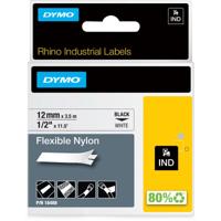 Dymo RHINO flexibele nylontape 12 mm, zwart op wit