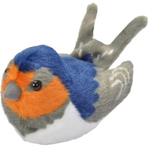 Pluche boeren zwaluw vogel knuffel met geluid 13 cm speelgoed   -