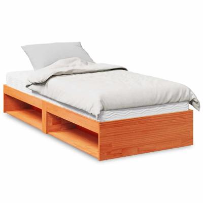 Bedbank met matras wasbruin 100x200 cm massief grenenhout