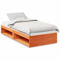 Bedbank met matras wasbruin 100x200 cm massief grenenhout