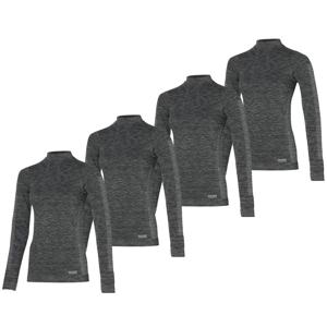 Heatkeeper Thermoshirt Lange Mouw Dames Premium 4-pack Zwart Melange-XL