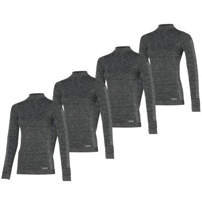 Heatkeeper Thermoshirt Lange Mouw Dames Premium 4-pack Zwart Melange-XL