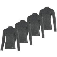 Heatkeeper Thermoshirt Lange Mouw Dames Premium 4-pack Zwart Melange-XL