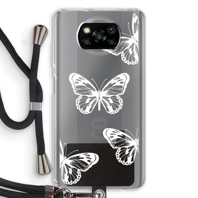 White butterfly: Xiaomi Poco X3 NFC Transparant Hoesje met koord