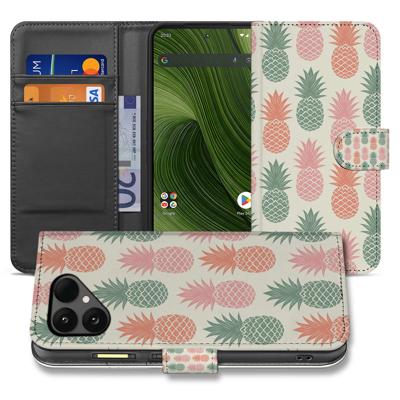 Kleurrijke Ananas Bookcase Hoesje Voor Fairphone 6 Met Roze Rood Groen Print