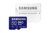 Samsung PRO Plus SDXC-kaart 512 GB Class 10 UHS-I, v30 Video Speed Class 4K-video-ondersteuning, A2-vermogensstandaard, Incl. USB-kaartlezer, Schokbestendig - thumbnail