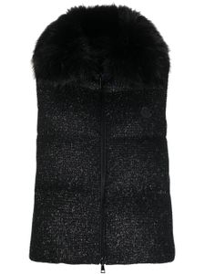 Moncler gilet matelassé à col en fourrure artificielle - Noir