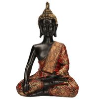 Decoratie boeddha beeld zwart/goud/rood 21 cm type 2 - Beeldjes - thumbnail