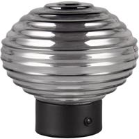 LED Tafellamp - Trion Rali - 1.5W - Warm Wit 3000K - Oplaadbare batterijen - Ovaal - Mat Zwart - Metaal - Rookkleur - Glas - thumbnail