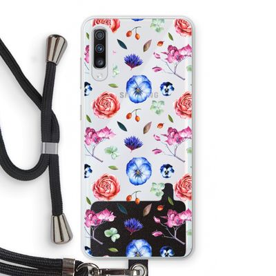 Bloemetjes: Samsung Galaxy A70 Transparant Hoesje met koord