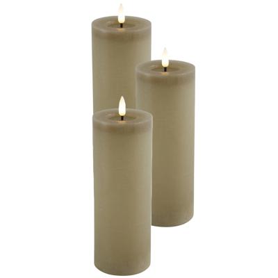 Countryfield LED kaars/stompkaars - 3x - beige - D7,5 x H20 cm - timer