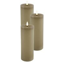 Countryfield LED kaars/stompkaars - 3x - beige - D7,5 x H20 cm - timer