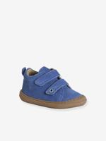 Babyslofjes van zacht leer met antislip felblauw