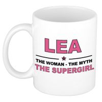 Naam cadeau mok/ beker Lea The woman, The myth the supergirl 300 ml   - - thumbnail