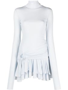 Blumarine robe courte volantée à fleurs - Bleu