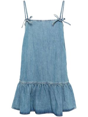 GANNI robe courte en jean à détail de nœud - Bleu