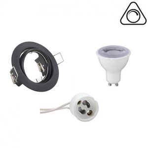 LED Spot Set - Trion - GU10 Fitting - Dimbaar - Inbouw Rond - Mat Zwart - 6W - Natuurlijk Wit 4200K - Kantelbaar Ø83mm