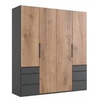 Kledingkast Oss Antraciet|Grijs|Hout - Eiken|Hout - Naturel