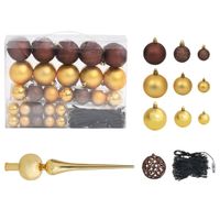 VidaXL 61-delige kerstballenset met piek en 150 led&apos;s goud en brons