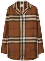 Burberry chemise en soie à carreaux - Marron