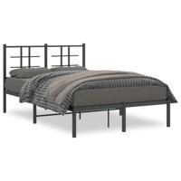Bedframe met hoofdbord metaal zwart 120x200 cm