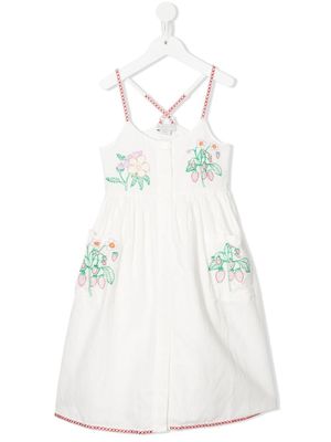 Stella McCartney Kids robe mi-longue à broderies - Blanc