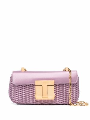 TOM FORD sac à main tressé à plaque logo - Violet