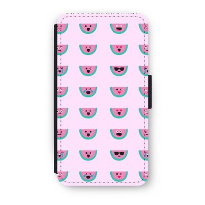 Smiley watermeloenprint: iPhone X Flip Hoesje