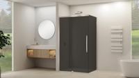 Zijwand Van Rijn Products ST09 tbv Hoekcabine 100x200 cm 8 mm Rookglas Incl. Beslag Geborsteld RVS