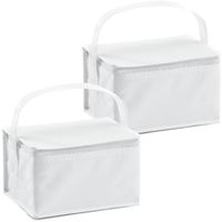 Set van 2x stuks kleine koeltassen voor lunch wit 20 x 14 x 13 cm 3.5 liter