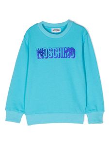 Moschino Kids sweat en coton à logo imprimé - Bleu