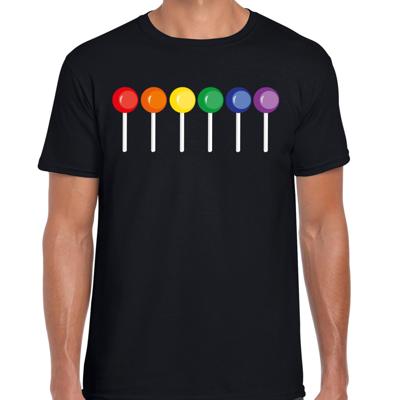 Gay Pride T-shirt voor heren - pride - zwart - lollies - LHBTI