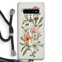 Hello bloemen: Samsung Galaxy S10 Plus Transparant Hoesje met koord