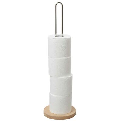 Gerimport toiletrol houder - metaal / hout - zilver - 60 cm - wc rolhouder - reserverolhouder