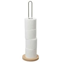 Gerimport toiletrol houder - metaal / hout - zilver - 60 cm - wc rolhouder - reserverolhouder