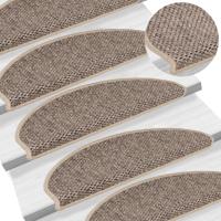 VidaXL Trapmatten zelfklevend 15 st sisal-look 65x21x4 cm donkerbeige