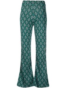 PAULA pantalon évasé Moonstone en jacquard - Vert