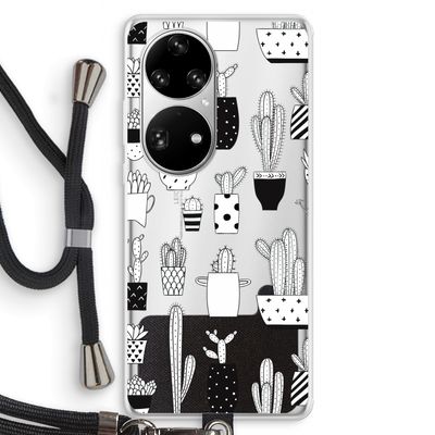 Cactusmotief: Huawei P50 Pro Transparant Hoesje met koord