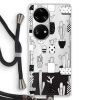 Cactusmotief: Huawei P50 Pro Transparant Hoesje met koord