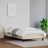 Bedframe met hoofdeinde zonder matras 80x200 cm crèmekleurig
