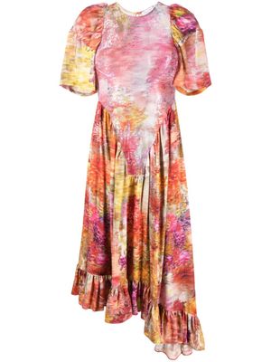 Collina Strada robe mi-longue à mélange d'imprimés - Rose