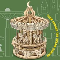 PlayfulMario Carrousel met muziek Houten Modelbouwset 274 Onderdelen Creatief & Educatief Modelbouw