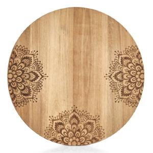 Zeller Snijplank - mandala print - hout - rond - 27 cm - serveerplank