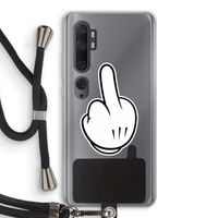 Middle finger white: Xiaomi Mi Note 10 Transparant Hoesje met koord