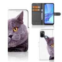 OPPO A53 | OPPO A53s | Telefoonhoesje | Met pasjeshouder | Kat