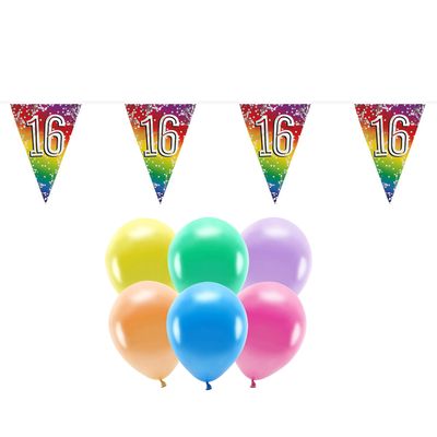 Boland Party 16e jaar verjaardag feest versieringen - Ballonnen en vlaggetjes