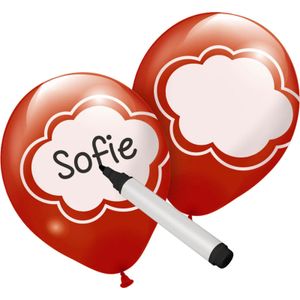 beschrijfbare ballonnen rood, 6 stuks