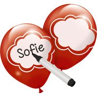 beschrijfbare ballonnen rood, 6 stuks