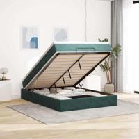 Ottoman bed met matras 140x190cm fluweel donkergroen